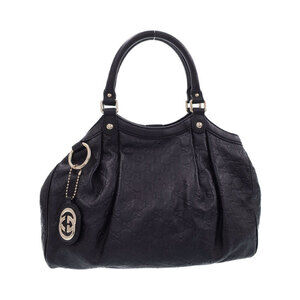 GUCCI SUKEY Guccissima Leather Tote Shoulder Bag Black